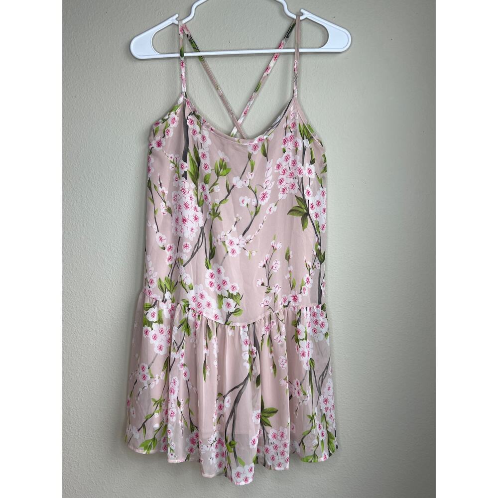 Love Republic Blush Pink Cherry Blossom Floral Chiffon Cami Dress Size Medium